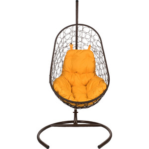 фото Подвесное кресло bigarden easy brown оранжевая подушка