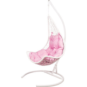 фото Подвесное кресло bigarden wind white розовая подушка