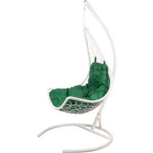 фото Подвесное кресло bigarden wind white зеленая подушка