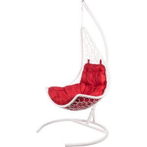 фото Подвесное кресло bigarden wind white красная подушка