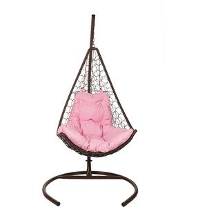 фото Подвесное кресло bigarden wind brown розовая подушка