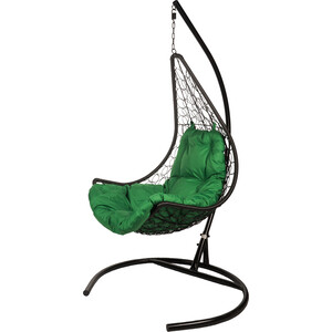 фото Подвесное кресло bigarden wind black зеленая подушка