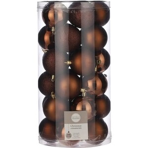 фото Набор елочных шаров house of seasons d 6 см 30 шт., коричневый в прозрачной упаковке