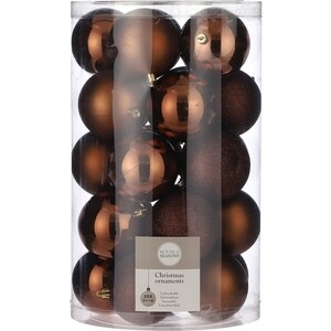 Набор елочных шаров House of Seasons d 8 см 25 шт., коричневый в прозрачной упаковке - фото 1