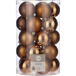 Набор елочных шаров House of Seasons d 8 см 25 шт., бронзовый в прозрачной упаковке - фото 1