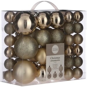 Набор елочных шаров House of Seasons 46 шт., шампань в прозрачной упаковке - фото 1
