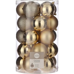 Набор елочных шаров House of Seasons d 8 см 25 шт., золото в прозрачной упаковке - фото 1