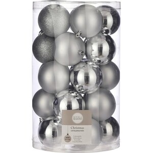 Набор елочных шаров House of Seasons d 8 см 25 шт., серебро в прозрачной упаковке - фото 1