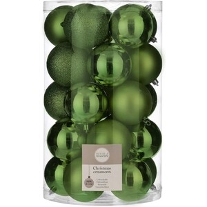 фото Набор елочных шаров house of seasons d 8 см 25 шт., зеленый в прозрачной упаковке
