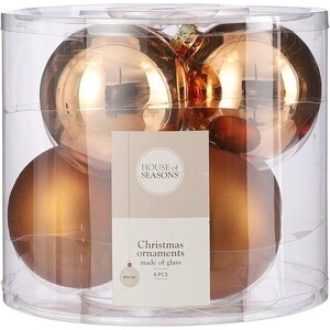Набор елочных шаров House of Seasons d 8 см 6 шт., медный в прозрачной упаковке - фото 1