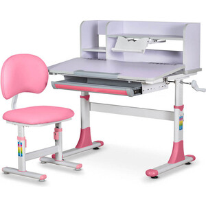 фото Комплект мебели (столик + стульчик + полка) mealux evo bd-21 pn столешница светло-лиловая/пластик розовый