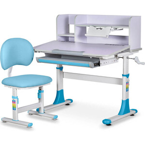 фото Комплект мебели (столик + стульчик + полка) mealux evo bd-22 bl столешница светло-лиловая/пластик голубой