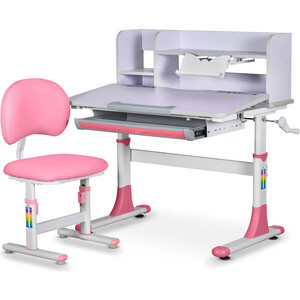 фото Комплект мебели (столик + стульчик + полка) mealux evo bd-22 pn столешница светло-лиловая/пластик розовый
