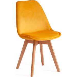Стул TetChair Secret De Maison Tulip Soft (mod. 74) вельвет/дерево желтый (HLR 41) натуральный кресло tetchair livorno mod 1602 металл ткань серый вельвет