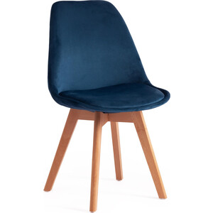 Стул TetChair Secret De Maison Tulip Soft (mod. 74) вельвет/дерево синий (HLR 63) натуральный стул bradex turin синий вельвет с хромированными ножками fr 0861