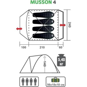 фото Палатка helios musson-4 (hs-2366-4 go)