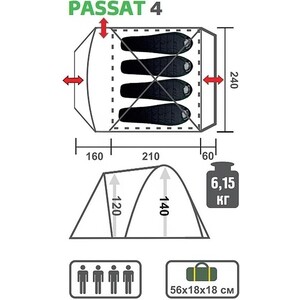 фото Палатка helios passat-4 (hs-2368-4 go)