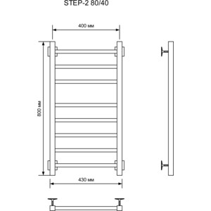Полотенцесушитель электрический Ника Step-2 40х80 правый, черный матовый (STEP-2 80/40 черн мат прав)