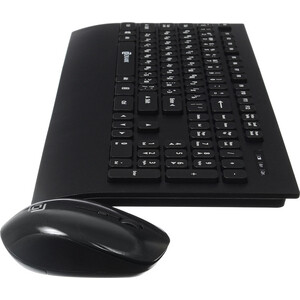 Комплект (клавиатура+мышь) беспроводной Oklick 222M клавиатура:черный, мышь:черный USB беспроводная slim (1091368)