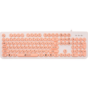 Клавиатура Oklick 400MR белый/розовый USB slim Multimedia (1070516)