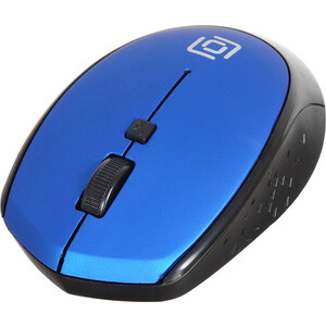 Мышь Oklick 488MW черный/синий оптическая (1600dpi) беспроводная USB для ноутбука (4but) (1196569) мышь a4tech fstyler fg30 серый синий оптическая 2000dpi беспроводная usb 6but