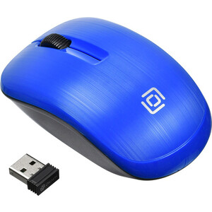 Мышь Oklick 525MW черный/синий оптическая (1000dpi) беспроводная USB для ноутбука (3but) (1090723) беспроводная мышь oklick 525mw голубой оптическая 1000dpi беспроводная usb 2but