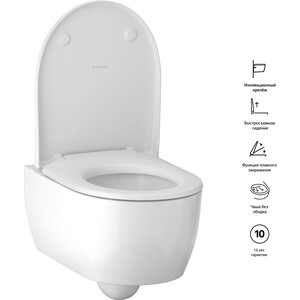 Комплект унитаза Geberit iCon с сиденьем микролифт, инсталляция, кнопка белая (500.300.01.I)