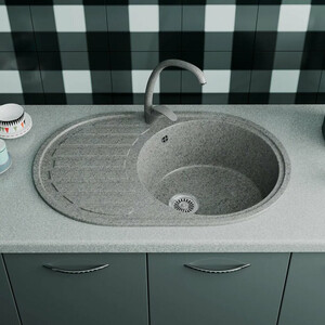 Кухонная мойка GreenStone GRS-18L-309 темно-серый, с сифоном