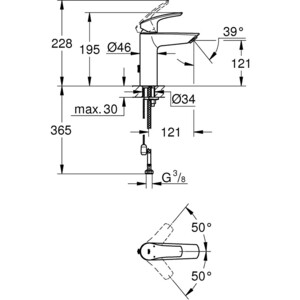 фото Смеситель для раковины grohe eurosmart с цепочкой, хром (23323003)