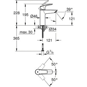 фото Смеситель для раковины grohe eurosmart хром (23324003)