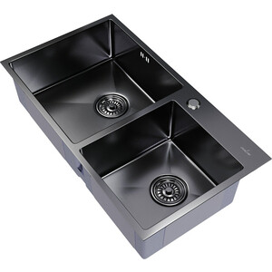Кухонная мойка Mixline Pro 72х40 двухчашевая, черный графит (4630099745788) кухонная мойка point арбель 51 графит pn3001gr