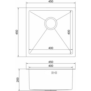 Кухонная мойка Mixline Pro 45х45 черный графит (4630099745634)