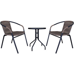 фото Набор мебели garden story марсель мини (2 кресла+стол каркас черный, ротанг желто-коричневый)
