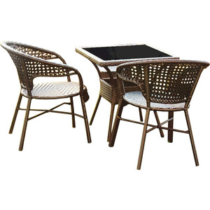 фото Набор мебели garden story монреаль мини (2 кресла+стол ротанг коричневый)