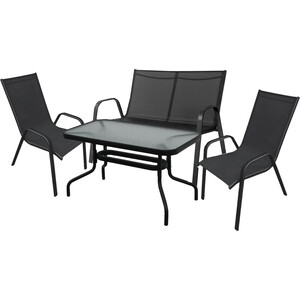 фото Набор мебели garden story сан-ремо делюкс (2 кресла+диван+стол каркас черный, сиденья черные)