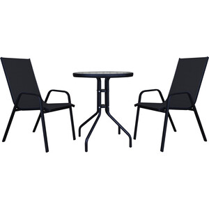 фото Набор мебели garden story сан-ремо мини (2 кресла+стол каркас черный, сиденья черные)