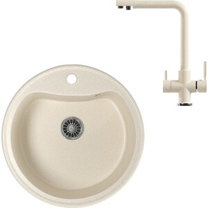 

Кухонная мойка и смеситель Mixline ML-GM09 бежевая 328, ML-GM09 бежевая 328