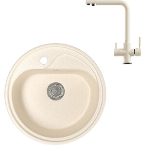 

Кухонная мойка и смеситель Mixline ML-GM10 бежевая 328, ML-GM10 бежевая 328
