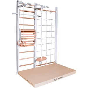 фото Детский спортивный комплекс perfetto sport scala in legno con rete 1 bianco-naturale ps-128