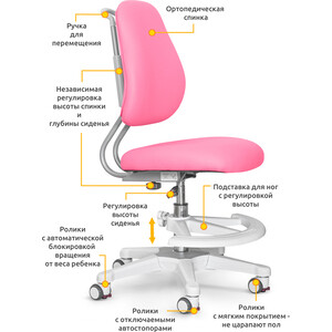фото Детское кресло ergokids y-507 kp обивка розовая однотонная