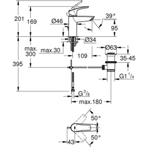 Смеситель для раковины Grohe Eurosmart с донным клапаном, хром (33265003) Eurosmart с донным клапаном, хром (33265003) - фото 2