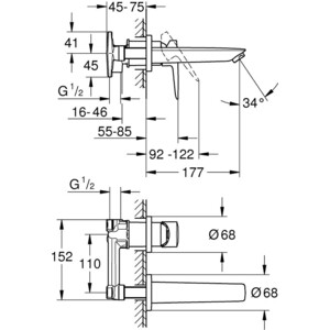 Смеситель для раковины Grohe BauLoop встраиваемый, хром (20289001)