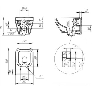 Комплект унитаза Cersanit Crea Square безободковый, с сиденьем микролифт (63997)