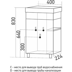 фото Тумба под раковину mixline мини 40х22 полки справа, белая (4630099747737)