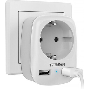 Сетевой фильтр TESSAN TS-611-DE с кнопкой питания на 1 розетку и 2 USB, Grey 10 канальный контроллер последовательности подачи питания