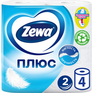 Туалетная бумага Zewa БЕЛАЯ, 2 слоя, 4 рулона (144051)