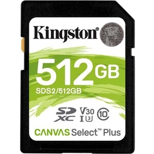 Флеш карта Kingston SDXC 512Gb Class10 SDS2/512GB Canvas Select Plus w/o adapter (SDS2/512GB) карта памяти transcend sdxc 512gb class10 ts512gsdc300s w o adapter