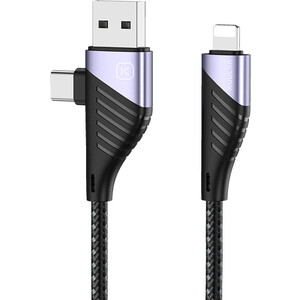 фото Кабель kuulaa kl-x48 2 в 1 type c и usb-a - lightning (8-pin)