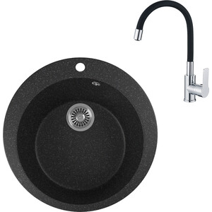 

Кухонная мойка и смеситель GreenStone GRS-05-308 Haiba HB70112-7 черная, GRS-05-308 Haiba HB70112-7 черная