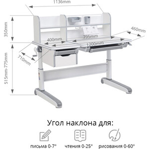 фото Комплект fundesk парта libro grey + кресло bravo grey